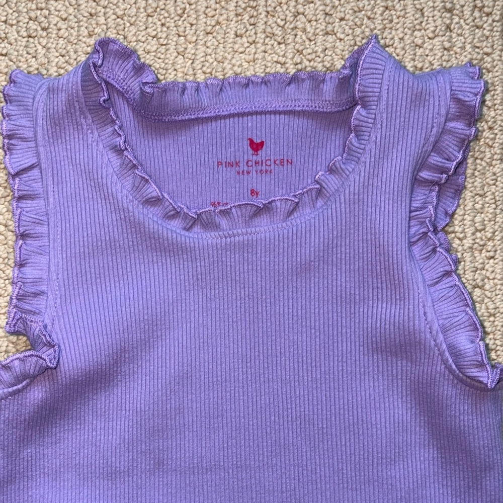 Pink Chicken Lavender Ruffle Tank Top size 8 - Picture 2 of 2